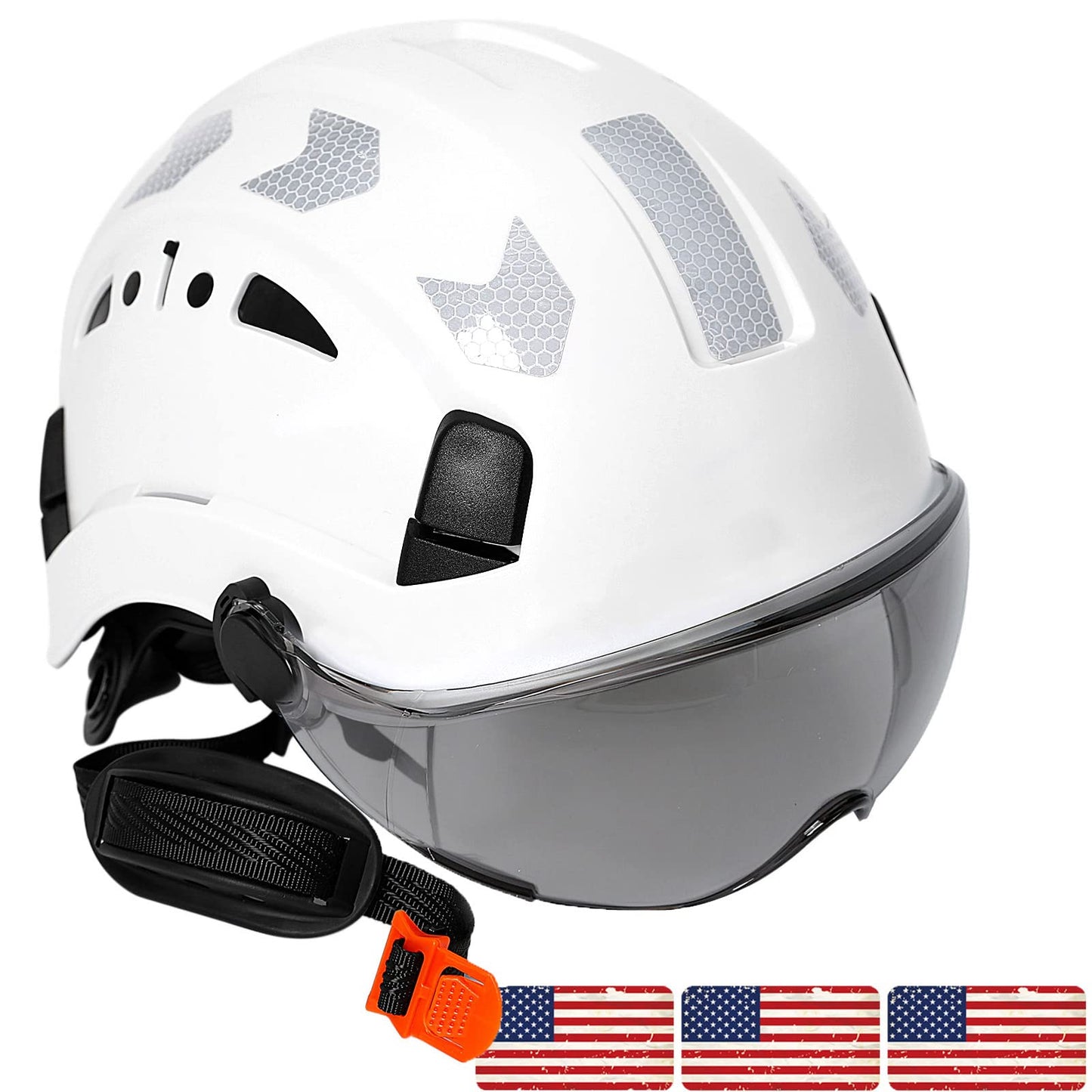 Hard Hats Construction OSHA Approved - ANSI Z89.1 Reflective Construction Worker Hat, Vented White Hard Hat with Visor for Men Women, ABS Safety Helmet for Adults,Removavle Chin Strap - WoodArtSupply