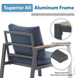 JOIVI Aluminum Outdoor Patio Furniture Set with 45” Fire Pit Table, 5 Pieces Patio Conversation Set with 50000BTU Propane Fire Pit, 4 Seats Outdoor Sectional Sofa Set with Coffee Table, Navy Blue JOIVI