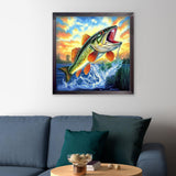 CEOVR Fishing Diamond Painting Kits, Fish Diamond Art Dots for Adult Beginner, 5D Full Drill DIY Landscape Crystal Gem Art, Adult Crafts Kits Arts and Crafts, Wall Decor for Home Office 12x12in CEOVR