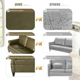 Nansiee 80” Traditional Faux Leather Sofa with Nailhead Trim, Classic 3-Seat Couch with Turned Wooden Legs, Mid-Century Sofa with Rolled Armrest for Living Room, Office, Olive Green Nansiee