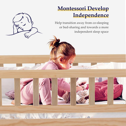 Montessori-Inspired Tatub Twin House Floor Bed with Safety Rails for Kids - WoodArtSupply