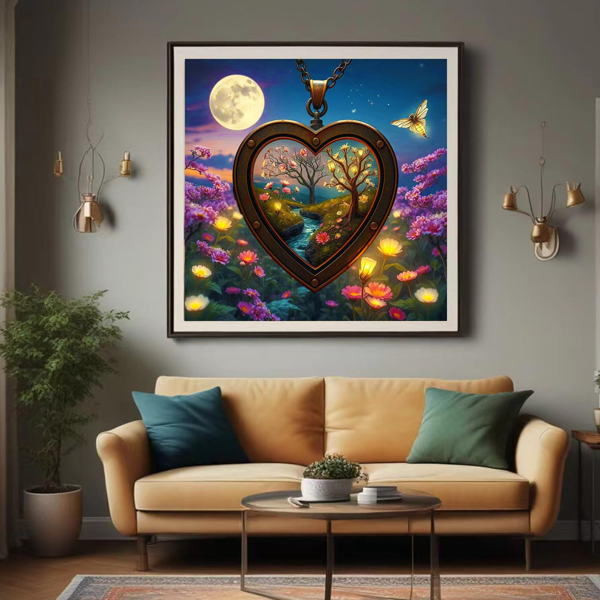 Large Diamond Painting Kits for Adults Landscape Heart Love Moon Flowers, 5D DIY Diamonds Art Crafts Full Square Drill Diamond Art Sets for New Beginners Paint by Numbers Home Wall Decoration 16x16'' Lvmuu