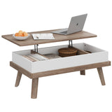 Meilocar Wood Coffee Table, Lift Top Coffee Table with Hidden Compartment, Coffee Table for Living Room Reception Room, 39.4in L, Ivory Meilocar