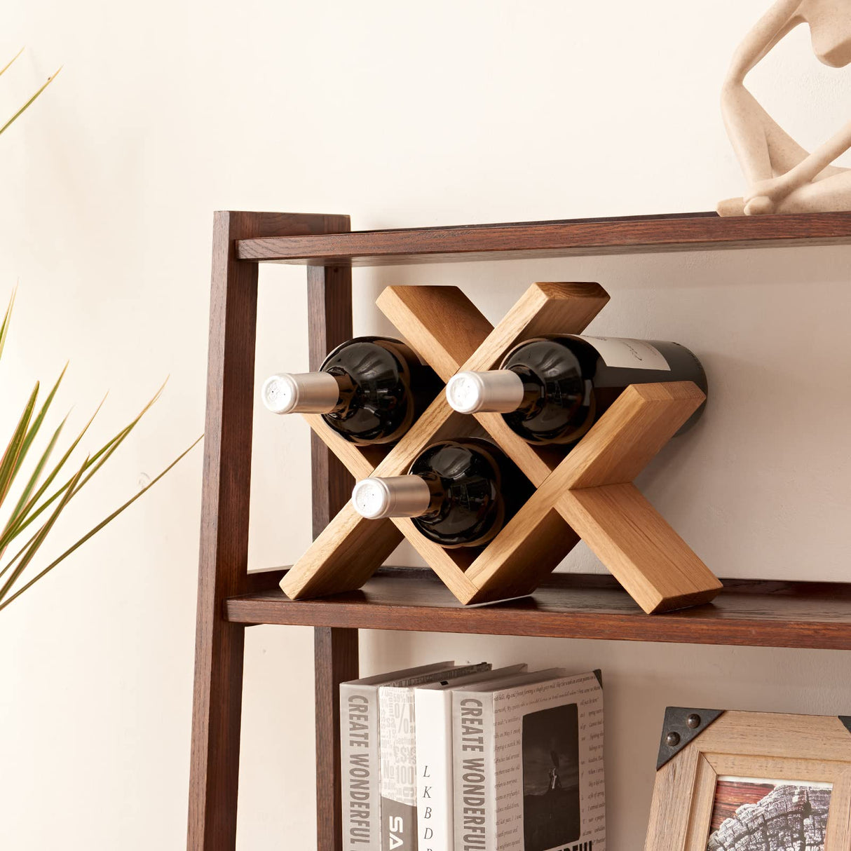 TRWISWDC Wine Rack Countertop Oak Wooden Wine Bottle Holder Rustic Free Standing Wine Storage Racks for Tabletop, Hutches and Display Cabinets - No TRWISWDC