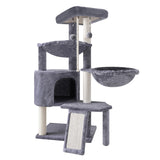 Xin Three Layer Cat Tree with Cat Condo and Two Hammocks,Grey Smouatou