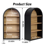 HIUU Black Arched Bookshelf,Modern Short Bookcase,Mid-Century Modern Curved Book Shelf,Arched Display Cabinet with Open Shelf for Bedroom, Living Room HIUU