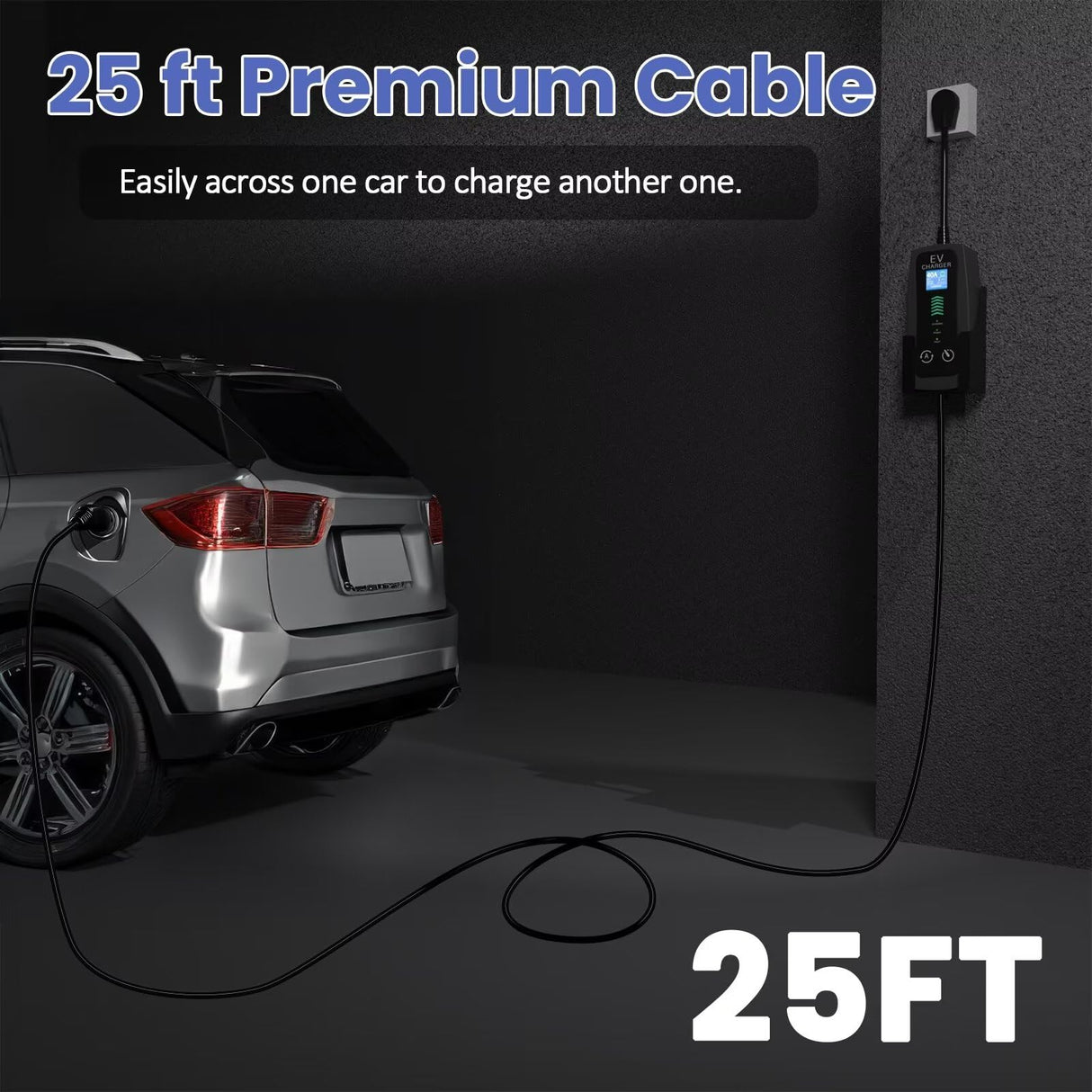 EP Level 2 Portable EV Charger, 16-40 Amp, 240V, 25ft Cable, Fast Charging Station for All EVs, NEMA 14-50P Plug, Upgraded Portable Electric Vehicle Charger EP