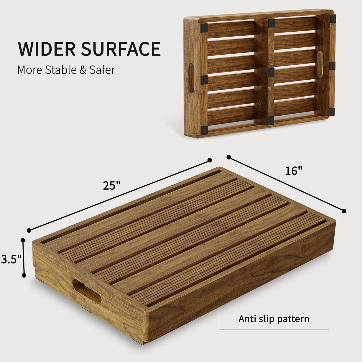 Wooden Platform Step Stool, 25" One Step Stool for Adults & Elderly, Acacia Wood High Riser Step Stool with Non-Slip Mat, Durable Wooden Mobility Stepping Stools for Handicap, Bedroom, Kitchen Fiaygro