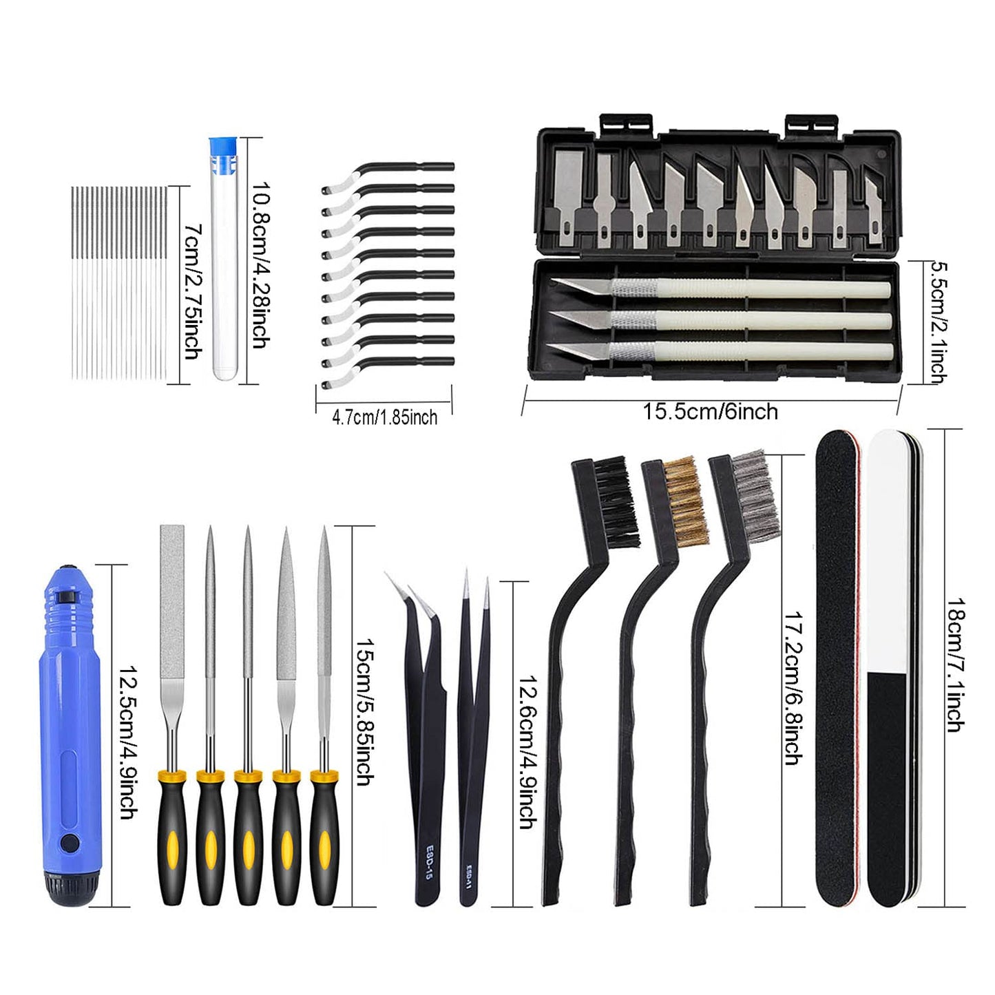 52 Pieces 3D Printer Tool Kit with Deburring Tool Machinist Tools for Resin 3D Printing Includes Needle Files, Blades, Cleaning Needles, Tweezers, Pliers, Cutting Mat and Storage Bag - WoodArtSupply