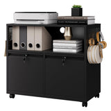 Letaya Mobile 2 Drawer File Cabinet with Lock, Metal Lateral Printer Stand Filing Storage Cabinets with Shelves for Home Office-A4/F4/Letter (Black) Letaya