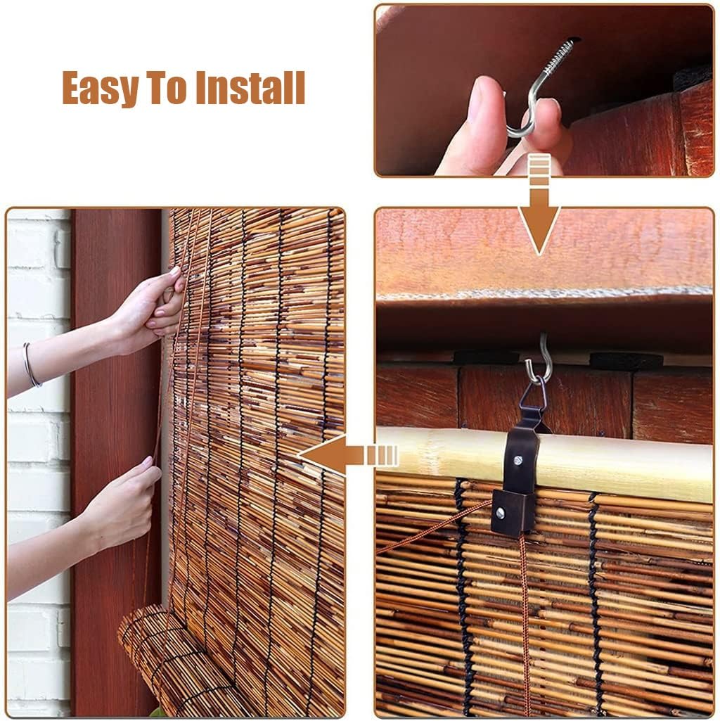 Blackout Bamboo Blinds, Outdoor Bamboo Roll-up Shades,Waterproof Cordless Roller Shades Natural Retro Roll-up Reed Shade with Lifter, for Home Patio Porch(72" W x 72" H) WoodArtSupply