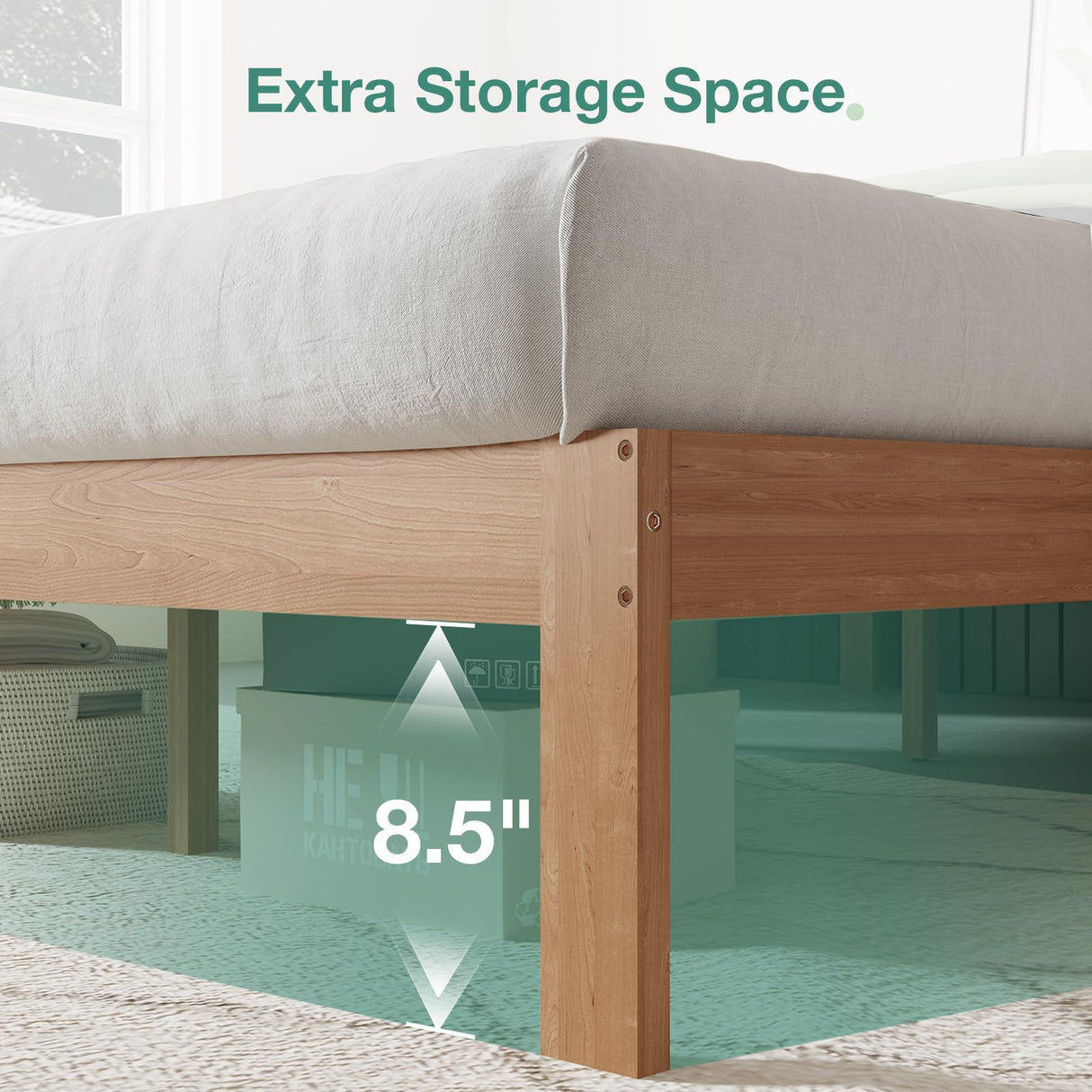 Novilla 12 Inch Wooden King Size Bed Frame, Classic Solid Wood Platform Bed Frame King Size, Sturdy Wood Slat Support, No Box Spring Needed, Easy Assembly Novilla