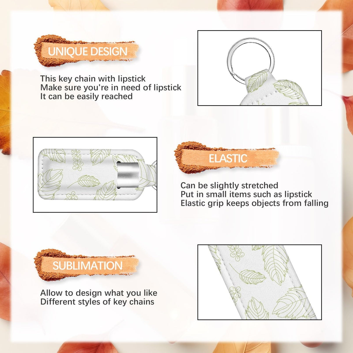 Anpuimult 30 PCS Sublimation chapstick holder blanks，bulk neoprene lip balm holder keychain，Neoprene Clip-on Sleeve Travel Key Ring Holder DIY sublimation blanks products Anpuimult