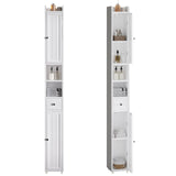 ChooChoo Narrow Bathroom Storage Cabinet with Adjustable Shelves, Tall Storage Cabinet with 2 Doors and 1 Drawer, Freestanding Cupboard for Small Spaces, White ChooChoo