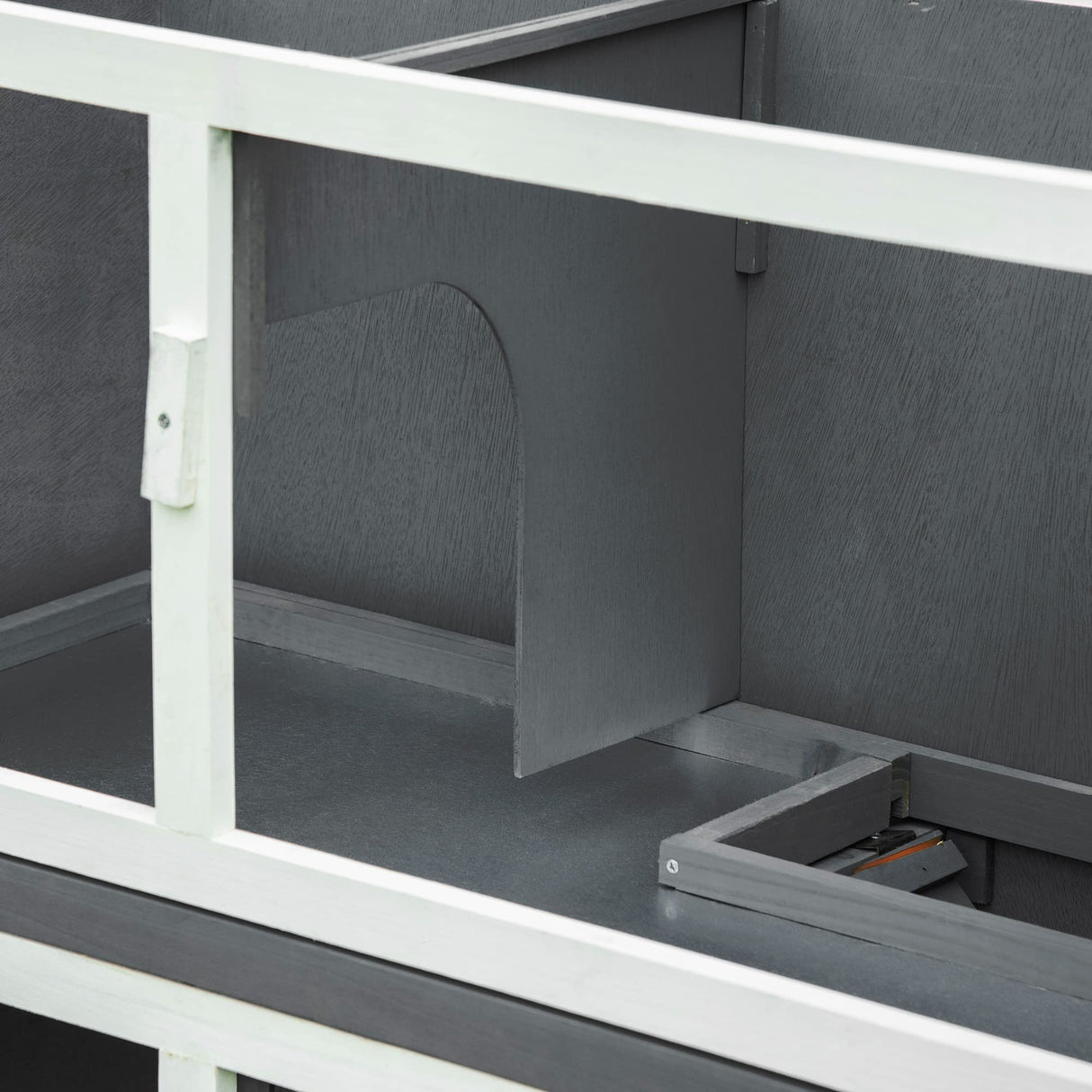 PawHut Wooden Bunny Hutch Rabbit Hutch Small Animals Habitat with Ramp, Removable Tray and Weatherproof Roof, Indoor/Outdoor, Grey PawHut