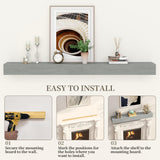 CRAFTEASE Fireplace Mantel 72 Inch Solid Wood Mantels for Over Fireplace 5" Thick Wall Mounted Shelves Long Floating Farmhouse Shelf Handcrafted Wooden Fireplace Mantle 72 X 8 X 5 - Weathered Grey CRAFTEASE