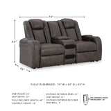 Signature Design by Ashley Fyne-Dyme Contemporary Power Reclining Loveseat with Console, USB Charging Ports and Adjustable Headrest, Gray Signature Design by Ashley