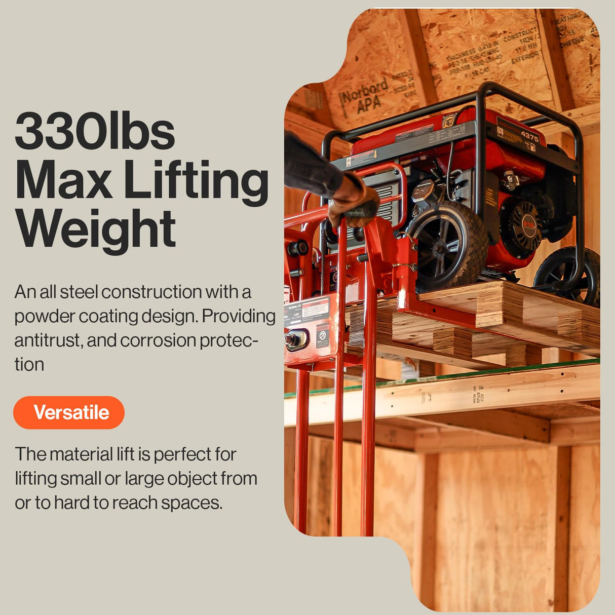 SuperHandy Material Lift Winch Stacker, Pallet Truck Dolly, Lift Table, Fork Lift, 330 Lbs 40" Max Lift w/ 8" Wheels, Swivel Casters [Patent Pending] SuperHandy