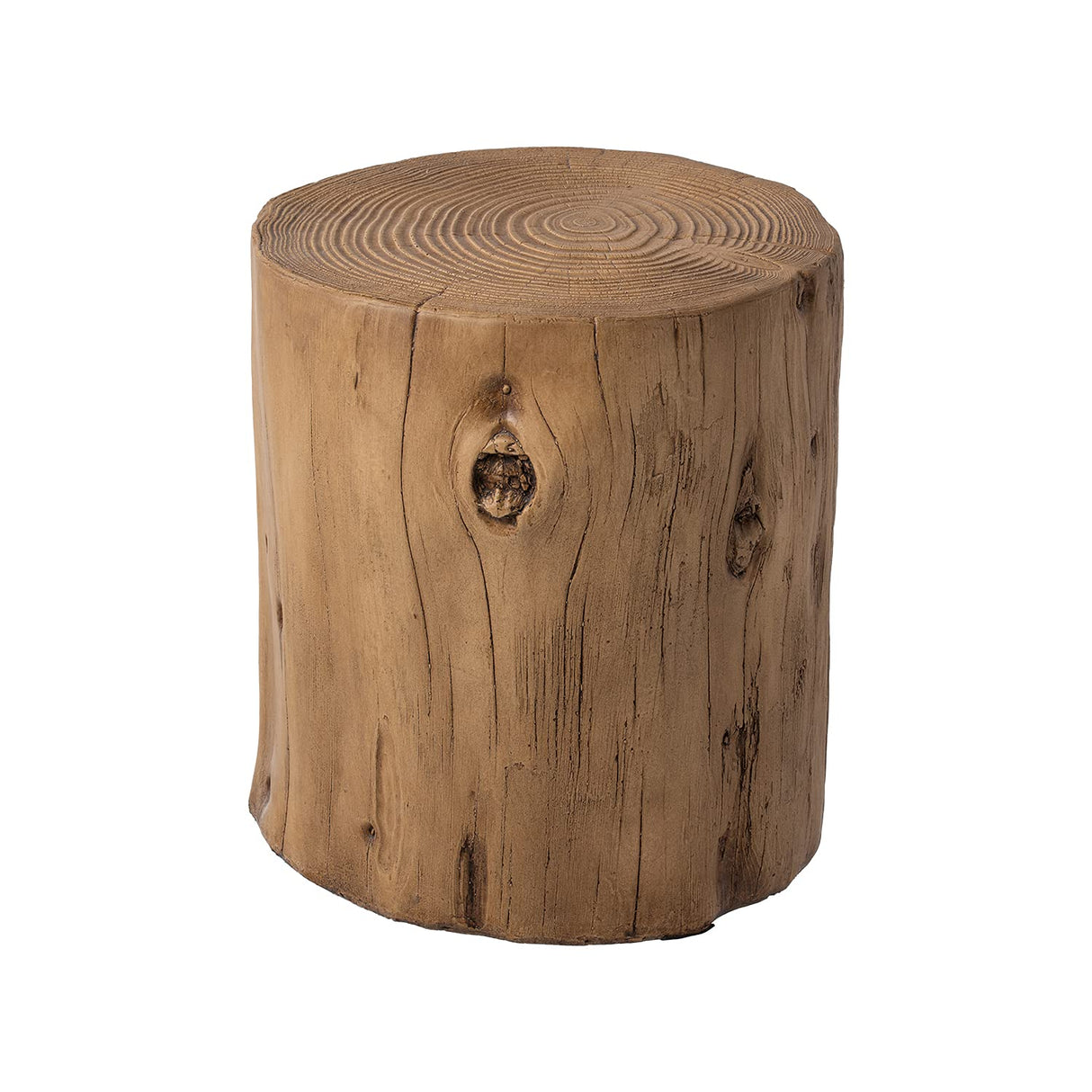 HOMPUS Concrete Outdoor Side TableSet of 2, 2 Piece Tree Stump Modern Round Coffee Table Accent Table Set Plant Stand Faux Wood End Table Garden Stool for Patio,Home Decor, Living Room, Oak HOMPUS