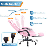 PayLessHere Ergonomic Racing Desk Chair Computer Chair Gaming Chair with Footrest Lumbar Support Headrest Armrest Task Rolling Swivel Ergonomic E-Sports Adjustable PC Gamer Chair (Pink) PayLessHere