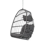 Yechen Hanging Egg Chair Outdoor Without Stand Indoor, Aluminum Foldable Swing Egg Chairs - Wicker Rattan Hammock Egg Porch Swing with UV Resistant Cushions for Bedroom Patio Balcony Yechen
