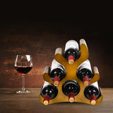 TRUDING Countertop Wine Rack - 6 Bottle Wooden Wine Rack - Freestanding Wine Bottle Holder Stand - Wine Storage Rack for Cabinet Pantry Bar Kitchen (Brown) TRUDING