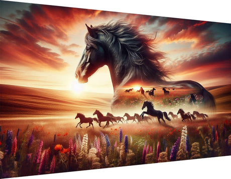 ijbnhd Large Diamond Painting, Horse Large Diamond Art Kits for Adults, Full Drill Round Big Diamond Painting, DIY Gem Art and Crafts for Home Wall Decor Gift 27.5 X 15.7inch ijbnhd