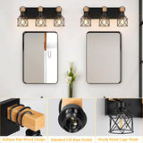FadimiKoo 3-Light Farmhouse Vanity Light for Bathroom, Wood Bathroom Light Fixtures Over Mirror, Industrial Black Vanity Light with Metal Lampshade for Bedroom Hallway Living Room FadimiKoo