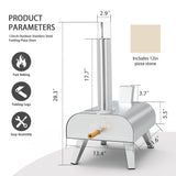 BIG HORN OUTDOORS Pizza Ovens Wood Pellet 12” Pizza Oven Cooking Pizza Maker Portable Stainless Steel Pizza Grill, Silver Portable Party use BIG HORN OUTDOORS