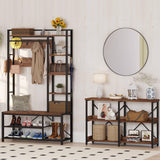 BON AUGURE Rustic Oak 3-Tier Console Table with Shelves - Versatile Entryway and Sofa Table for Living Room BON AUGURE