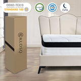 KUDSQ Queen Size Mattress 12 Inch, Queen Mattress in a Box with Memory Foam and Pocket Spring for Pressure Relief & Comfort Sleep, Medium Firm Feel, Fiberglass Free Bed in a Box/CertiPUR-US KUDSQ