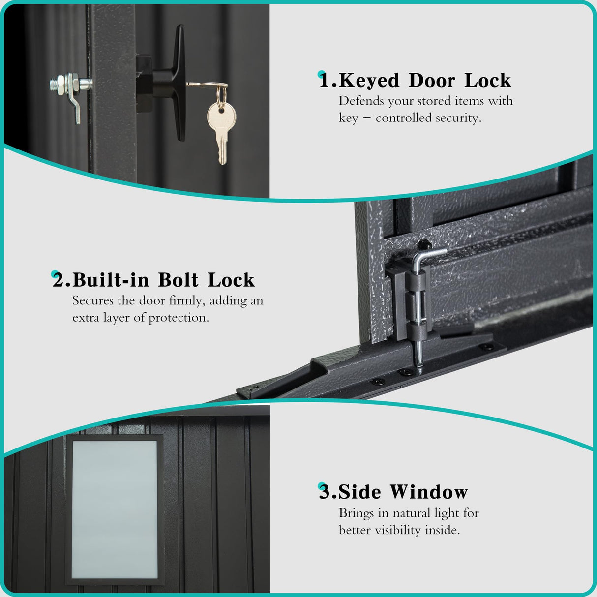 Domi 12x25FT Outdoor Metal Garage Shed, Extra Large Carport with Skylights & Dual-Entry, Backyard Storage Shed for Car, Truck, Lawn Mower and Tool, Dark Grey domi outdoor living