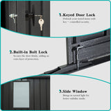 Domi 12x25FT Outdoor Metal Garage Shed, Extra Large Carport with Skylights & Dual-Entry, Backyard Storage Shed for Car, Truck, Lawn Mower and Tool, Dark Grey domi outdoor living