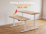 BANTI 55'' Standing Desk, Electric Stand up Height Adjustable Home Office Table, Sit Stand Desk with Splice Board, Maple BANTI