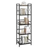 JSB 5 Tier Metal Bookshelf Bathroom Storage Standing Shelf Unit Kitchen Storage Organizer Display Rack Bookcases Shelves for Living Room, Bedroom, Office (Widen Black, 5 Tier) JSB