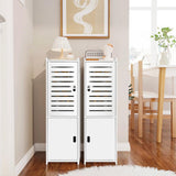 MOBPMO Bathroom Floor Cabinet Freestanding Double Door 3-Tier Side Storage Organizer Cabinet Unit, Multipurpose Waterproof Small Storage Cabinet for Bathroom, Bedroom, Office, White MOBPMO