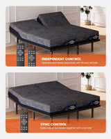 Amada Split King Adjustable Bed Frame and 14 Inch Cooling Gel Memory Foam Mattress Set, Massage, Head & Foot Incline, Wireless Remote, USB Ports, LED Night Light, Medium Firm Support AMADA HOMEFURNISHING