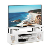 Furinno Jaya Large Entertainment Center Hold up to 55-in TV, Inch, White/Black Furinno