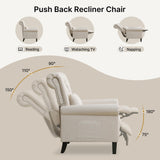 choairy Pushback Recliner Chair, Accent Push Back Chair Set of 2 with Adjustable Footrest Wingback, Upholstered Linen Reclining Sofa with Side Pocket, Comfy Modern Armchair for Living Room, Khaki choairy