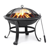 SINGLYFIRE 22 inch Fire Pit for Outside Outdoor Wood Burning Small Bonfire Pit Steel Firepit Bowl for Patio Camping Backyard Deck Picnic Porch,with Spark Screen,Log Grate,Poker SINGLYFIRE
