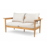 Christopher Knight Home Ordel Acacia Wood Outdoor Loveseat, Wooden Patio Loveseat Sofa, Patio Furniture 2-Seater Sofa with Removable Cushions,Comfy Lounge Sofa Outdoor for 2 People,Beige+Light Teak Christopher Knight Home