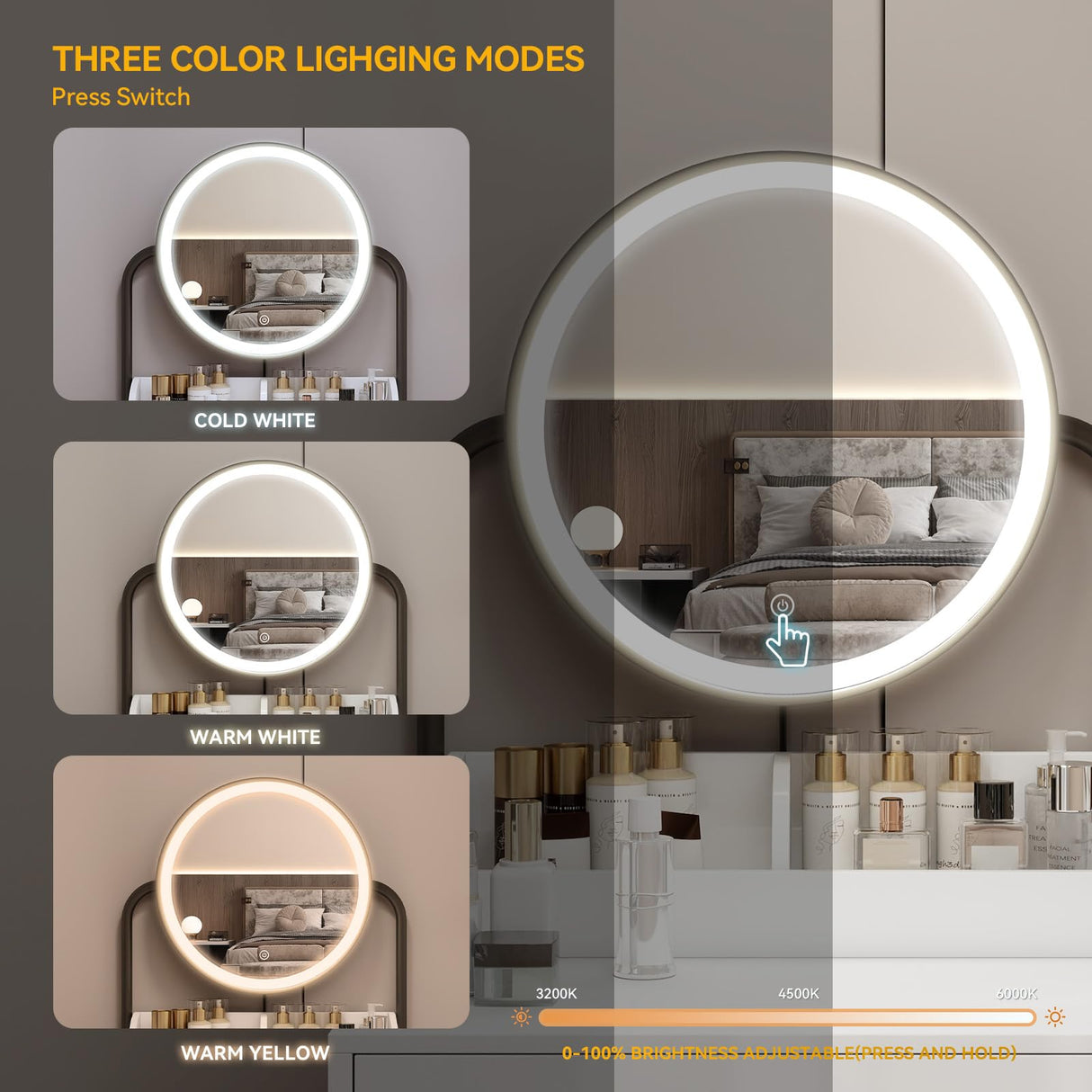 ARTETHYS Small Vanity Desk with Mirror and Lights Compact Makeup Vanity Set with Drawers for Bedroom Mini White Modern Dressing Table with Chair ARTETHYS