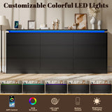 9 Drawer Dresser for Bedroom, 63" Long Black Chest of Drawers with Charging Station & LED Lights, Curved Anti-Collision Design,Wooden Closet Storage Cabinet,Modern Dresser TV Stand with Deep Drawers Gyfimoie