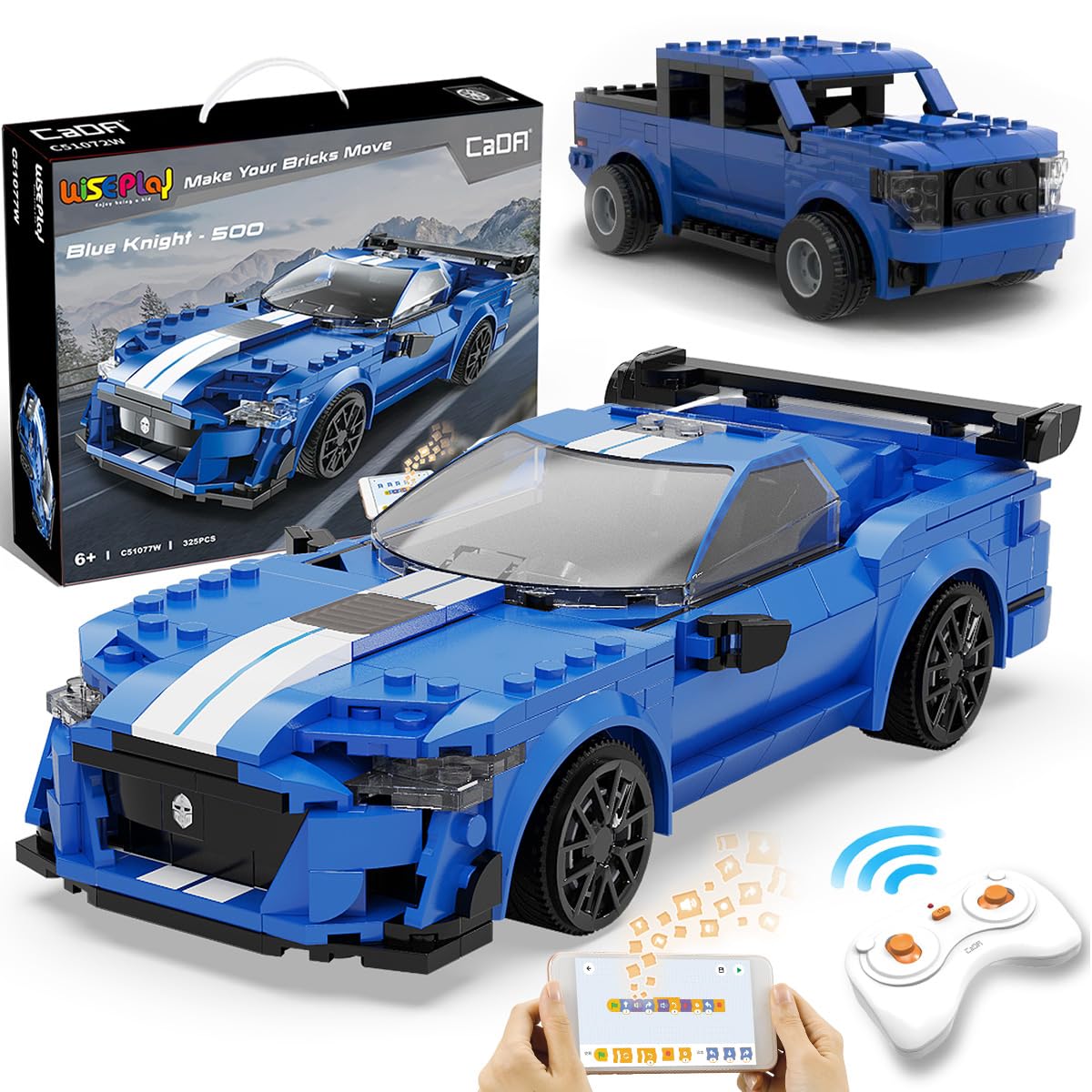 WISEPLAY Build Your Own RC Car Kit for Kids | 325-Pieces STEM Building Toys for Boys and Girls | Perfect Christmas & Birthday Gift for 6-10 Year Olds (Blue) WISEPLAY