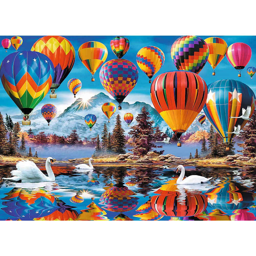 Trefl Colorful Balloons 1000 Piece Jigsaw Puzzle Wood Craft 27"x19" Irregular Shapes, 100 Puzzles of USA Monuments and Symbols, Modern Premium Puzzle, DIY, for Adults and Children from 12 Years Old Trefl