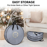 BALEINE 2 Pack Wreath Storage Container, Christmas Wreath Storage Bag with Reinforced Handle for Holiday Xmas (Grey, 30"X8") BALEINE