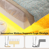 Muluflower Off-White Velvet Twin Floating Bed Frame with LED Lights and Charging Station Muluflower