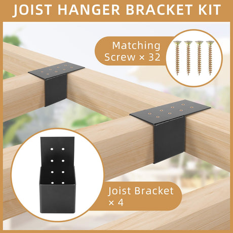 4 PCS Pergola Brackets Kit, Heavy Duty Pergola DIY Brackets Joist Bracket Connector Brace with Screws for 4''x4'' Wood Posts, Beam Support Bracket for Patio, Pergola, Log Cabin, Fence VavoStocks