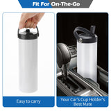 12 Pack Sublimation Tumblers Flat Edge Blanks Skinny Straight 20 oz, Stainless Steel Double Wall Insulated Sublimation Water Bottles with Portable Handle & Straw Lids for Heat Transfer, White YOUKE OLA