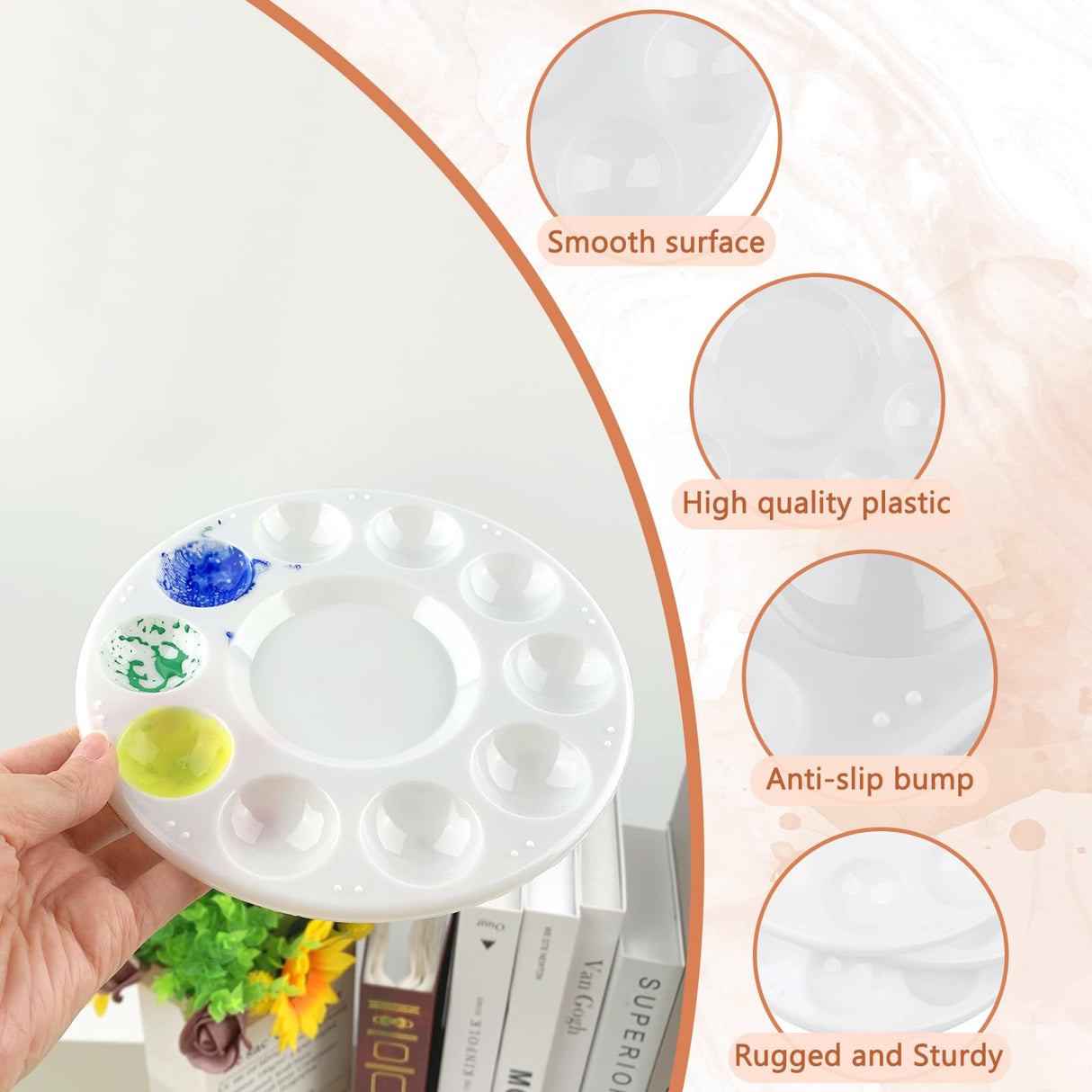 20 Pack Paint Tray Palettes for Kids, Plastic White Palettes for Students, Paint Holder, Paint Supplies LNAUJS